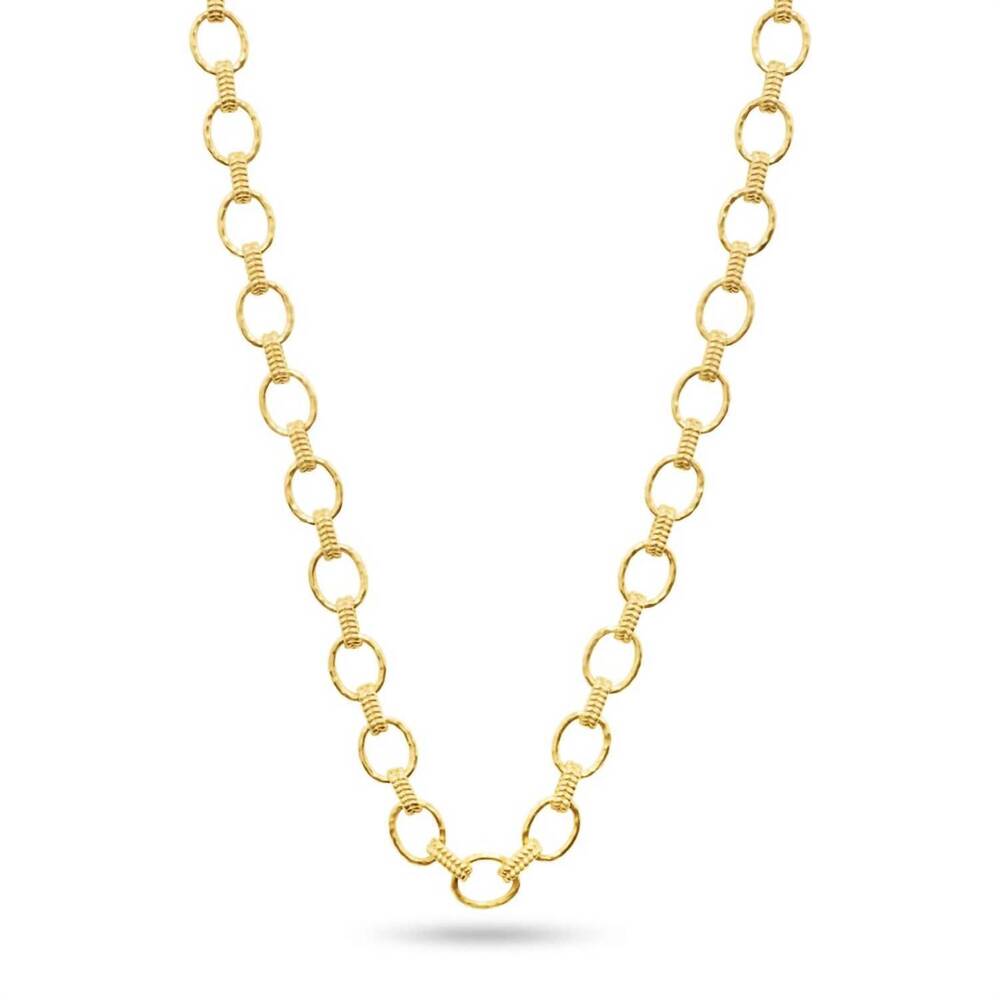 NEW CAPUCINE DE WULF women's cleopatra small link necklace - 18" in hammered gol